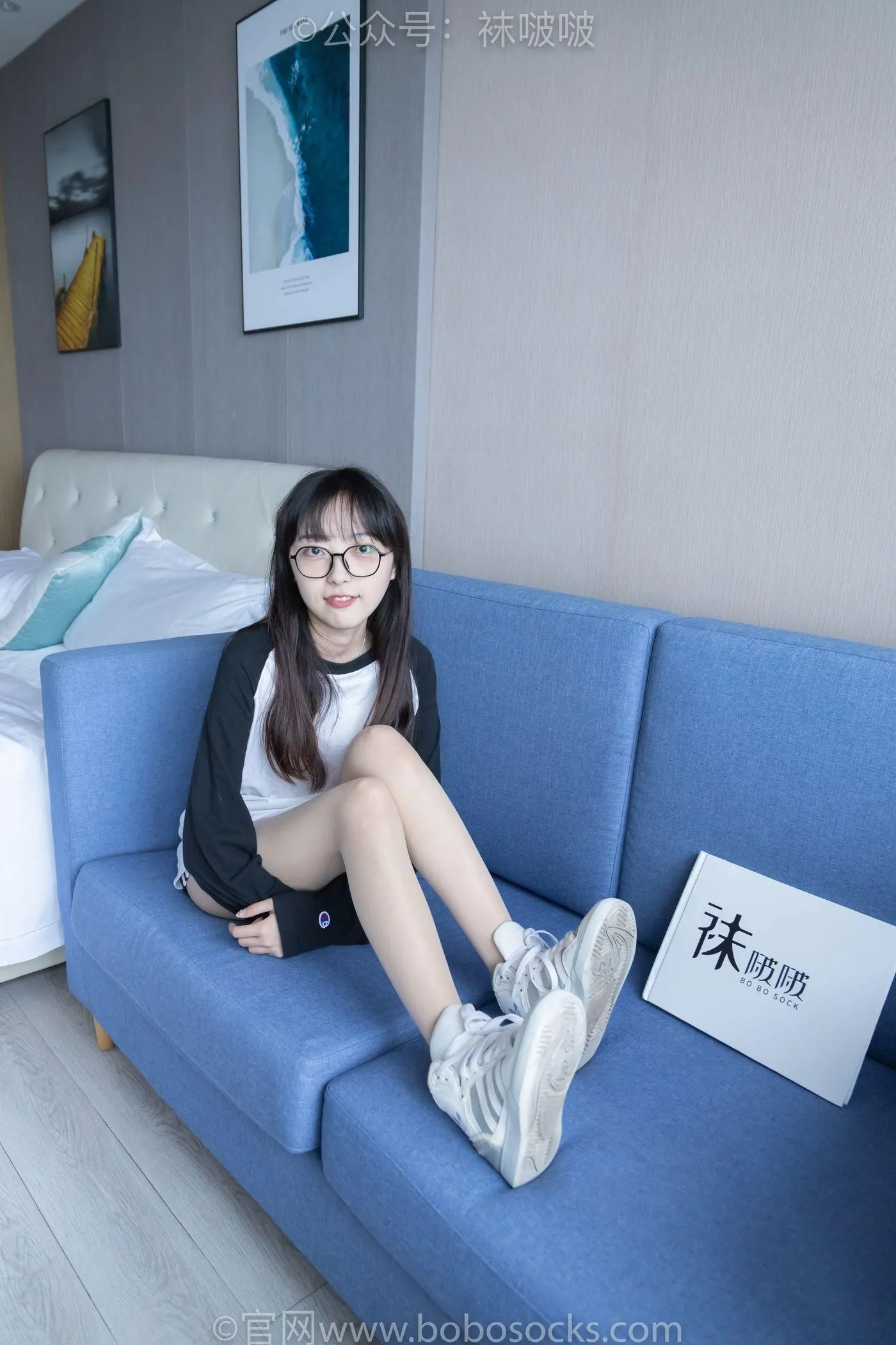 [BoBoSocks袜啵啵]NO.015 稚予-阿迪板鞋、白色短棉袜、肉丝 [135P]插图5